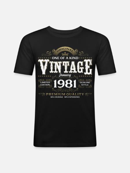 45e anniversaire Millésime de janvier 1981 - T-shirt près du corps Homme - noir