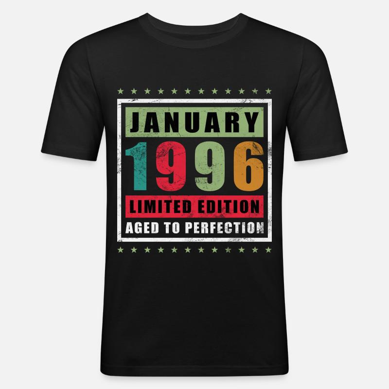 Januar 1996 Limitierte Edition - Männer Slim Fit T-Shirt - Schwarz