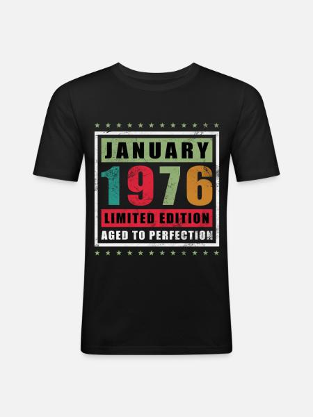 Janvier 1976 Édition limitée - T-shirt près du corps Homme - noir