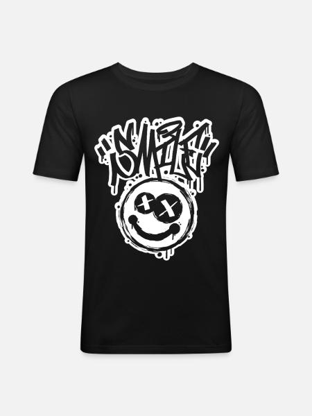 Smile Face Graphitti Letters - Men's Slim Fit T-Shirt - black