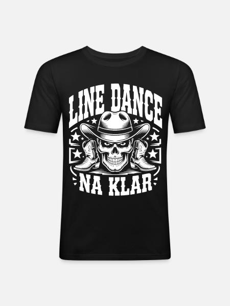 Line Dance Skull Cowboy - Men's Slim Fit T-Shirt - black