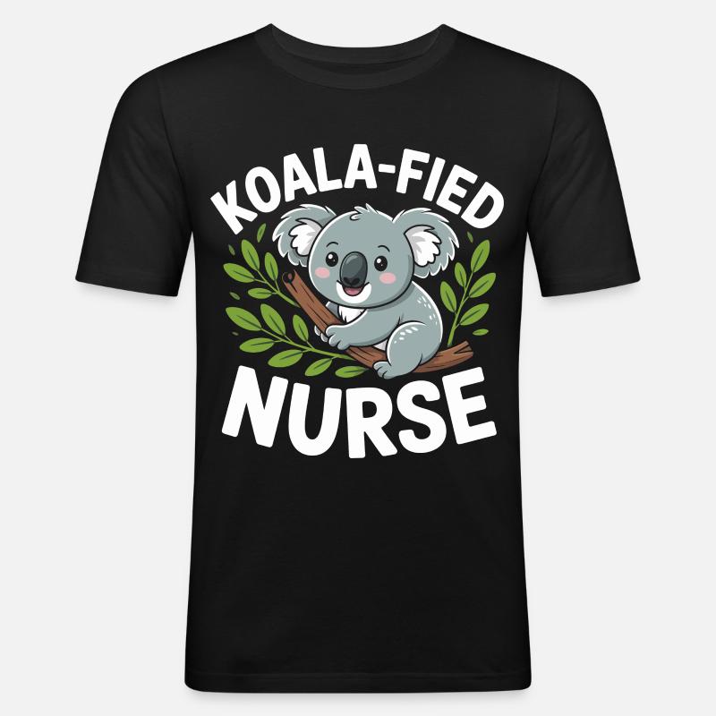 Koala-Krankenschwester im Baum - Männer Slim Fit T-Shirt - Schwarz