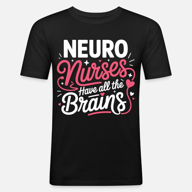 NeuroNurse All Brains Design - Männer Slim Fit T-Shirt - Schwarz