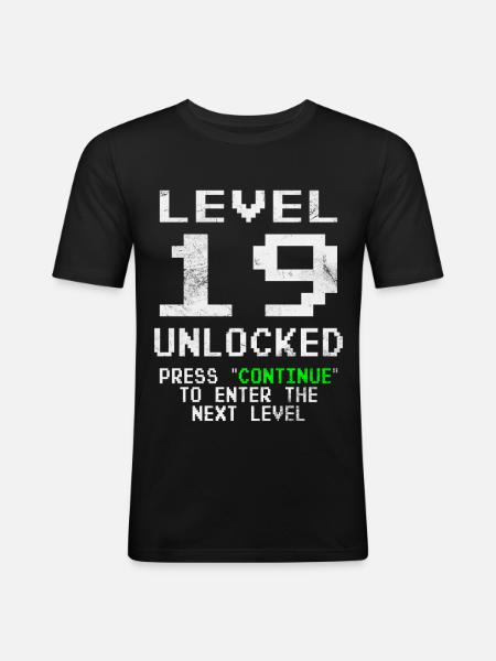 Gamer Level 19 Unlocked - Gaming - Men's Slim Fit T-Shirt - black