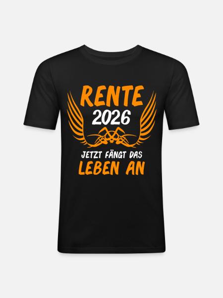 Rente 2026 Ruhestand Rentner Rentnerin - Männer Slim Fit T-Shirt - Schwarz