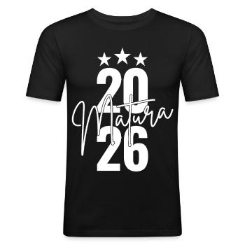 Matura 2026 - Männer Slim Fit T-Shirt - Schwarz - Vorne - Nik (191cm)
