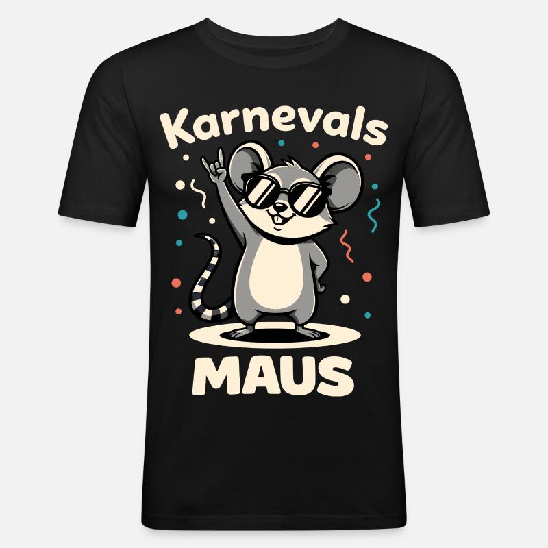 Karneval Rockmusik Karnevalsmaus Niedlich - Männer Slim Fit T-Shirt - Schwarz