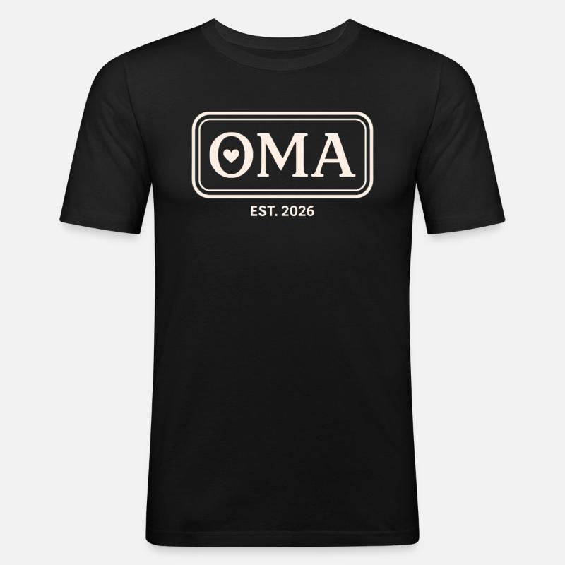 OMA EST. 2026 Stolze Großmutter Ankündigung - Männer Slim Fit T-Shirt - Schwarz