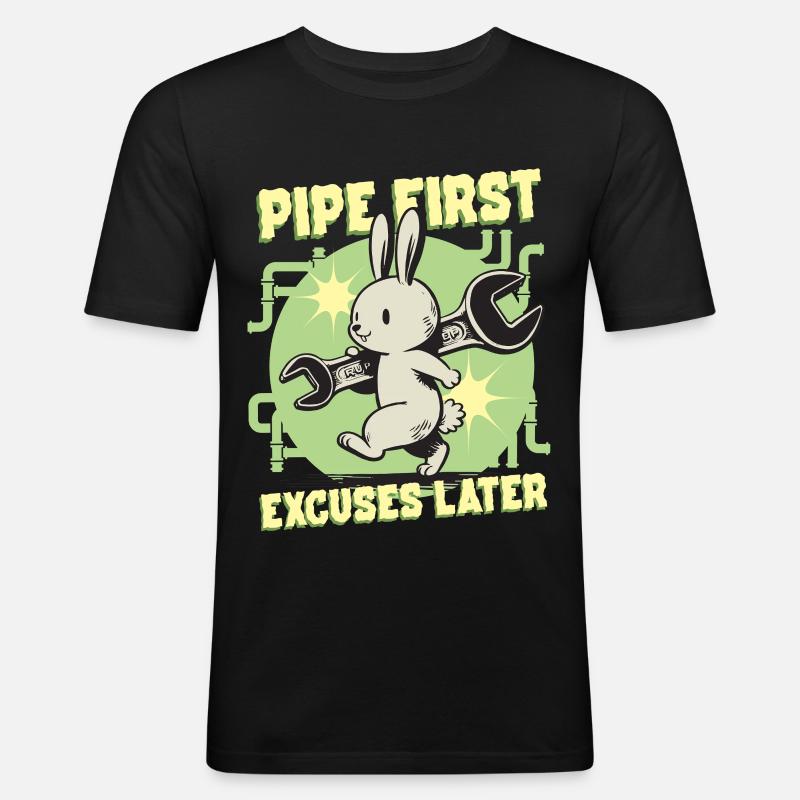 Rohrleger Rohrleitungsbauer Pipe First - Männer Slim Fit T-Shirt - Schwarz