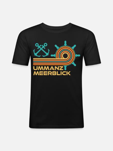 Ostsee Urlaub MEERESBLICK Lustiges - Männer Slim Fit T-Shirt - Schwarz