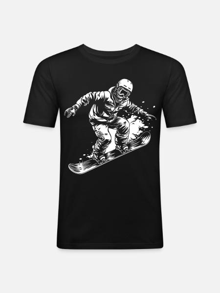 Snowboarder Drawing - Men's Slim Fit T-Shirt - black