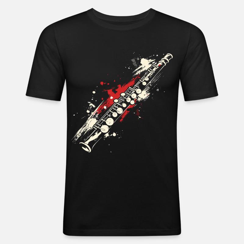 Flöte Graffiti - Männer Slim Fit T-Shirt - Schwarz