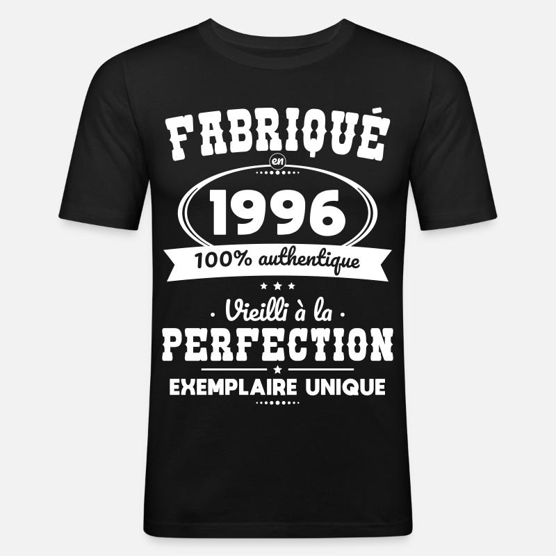 Hergestellt 1996 – Perfekt gereift - Männer Slim Fit T-Shirt - Schwarz