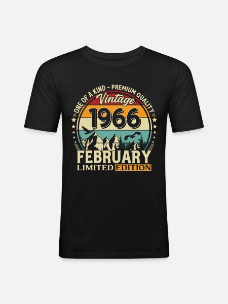 60e anniversaire février 1966 Millésime - T-shirt près du corps Homme - noir