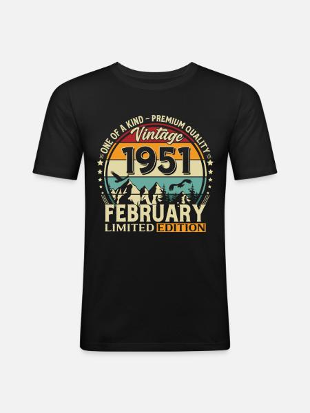 75e anniversaire février 1951 Millésime Millésime - T-shirt près du corps Homme - noir