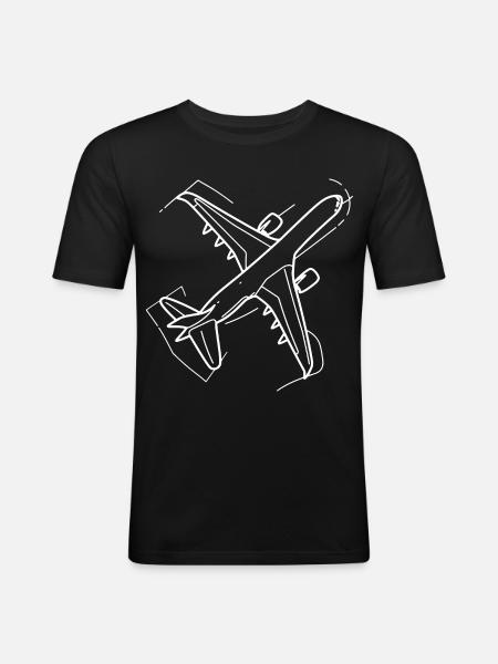 Dessin d’avion - T-shirt près du corps Homme - noir