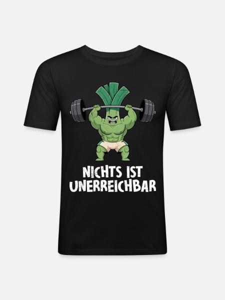 Weight Lifting NOTHING IS UNATTAINABLE Fun - Men's Slim Fit T-Shirt - black