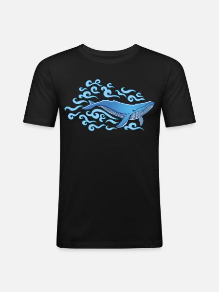 The Blue Whale - Men's Slim Fit T-Shirt - black