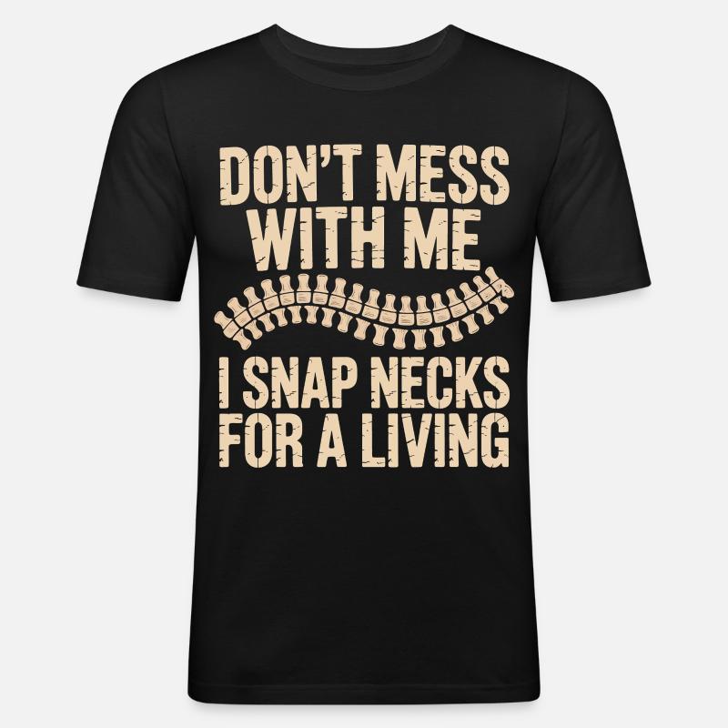 Dont Mess With Me Zip Neck - Männer Slim Fit T-Shirt - Schwarz