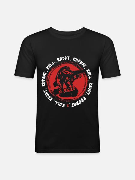 Judo Martial Arts Roll Reset Repeat - Men's Slim Fit T-Shirt - black
