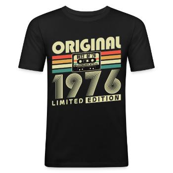 Original 1976 Jahrgang Vintage Geburtstag Retro - Männer Slim Fit T-Shirt - Schwarz - Vorne - Nik (191cm)