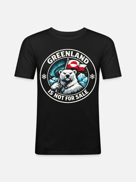 Grønlands Flag Isbjørn Gave Sød - Herre Slim Fit T-Shirt - sort