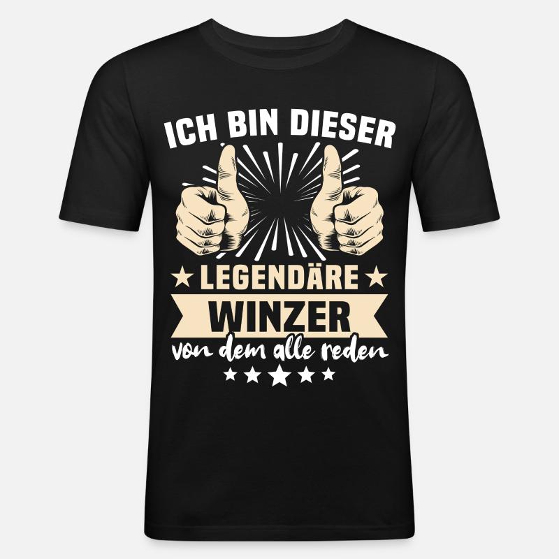 Winzer Sprüche - Männer Slim Fit T-Shirt - Schwarz
