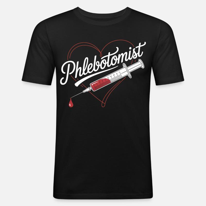 Phlebotomist Herzspritze - Männer Slim Fit T-Shirt - Schwarz