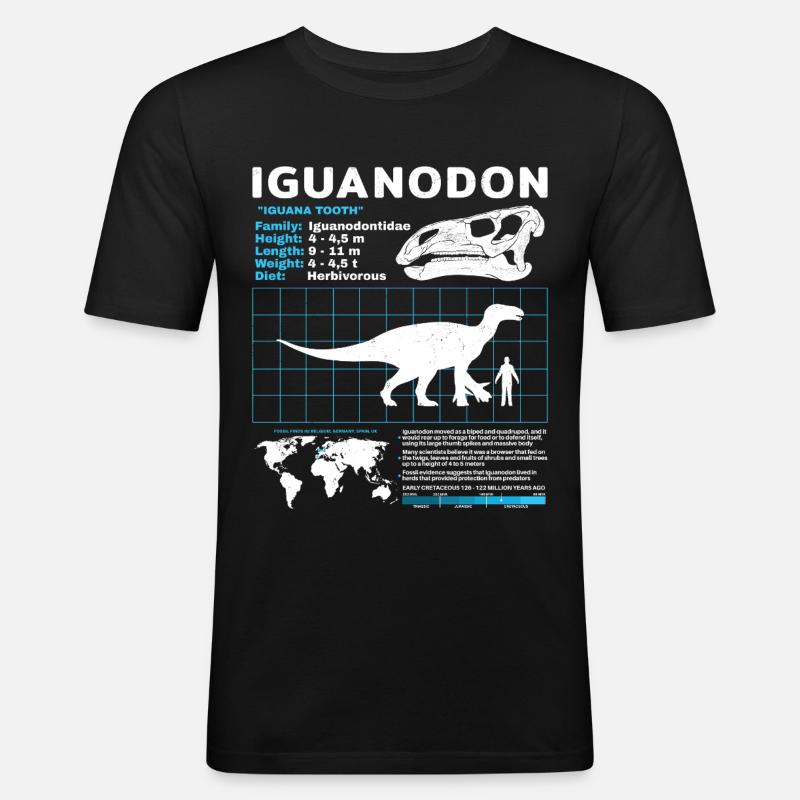 Iguanodon Fact Sheet - Männer Slim Fit T-Shirt - Schwarz