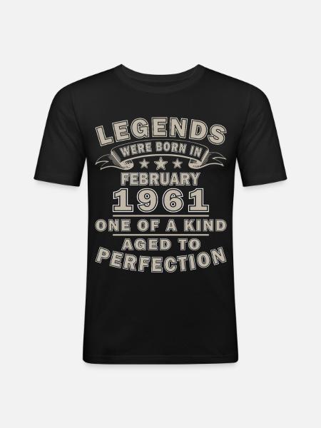 Birthday February 1961 Retro Gift - Men's Slim Fit T-Shirt - black