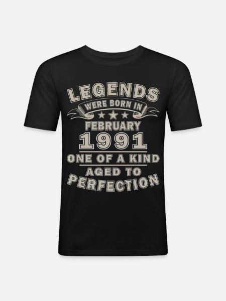 February 1991 Birthday Gift - Men's Slim Fit T-Shirt - black