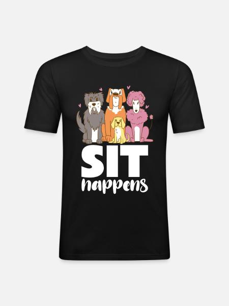 Dog Gang Sit Happens - Men's Slim Fit T-Shirt - black