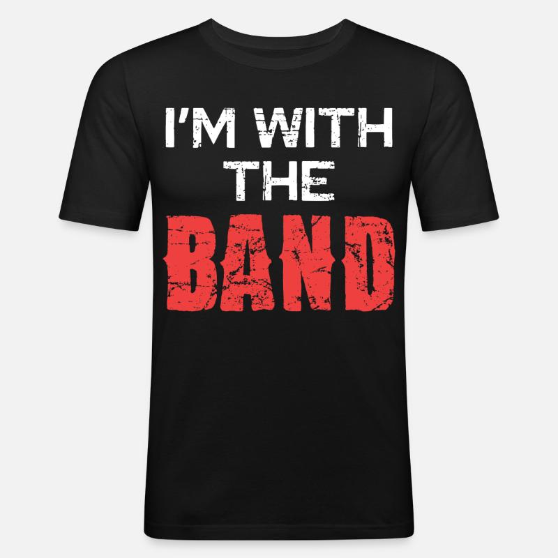 Ich bin bei der Band - Männer Slim Fit T-Shirt - Schwarz