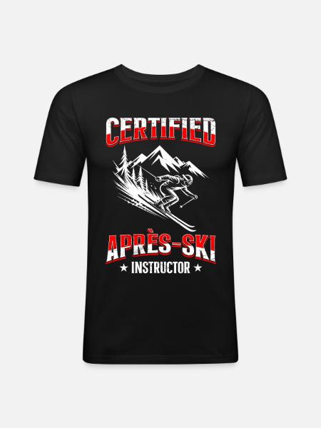 Skiing CERTIFIED APRÈS-SKI INSTRUCTOR FUNNY - Men's Slim Fit T-Shirt - black