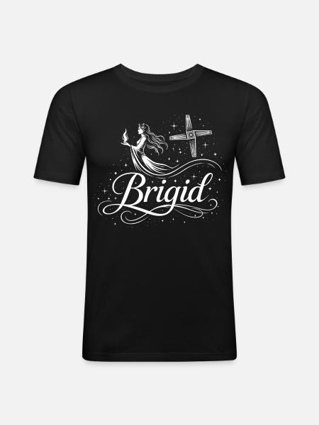Imbolc Brigid & Flame - Symbol & Cross - Men's Slim Fit T-Shirt - black