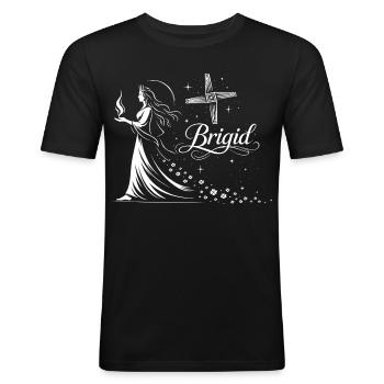 Déesse celtique Brigid imbolc avec la flamme - T-shirt près du corps Homme - noir - Devant - Nik (191cm)