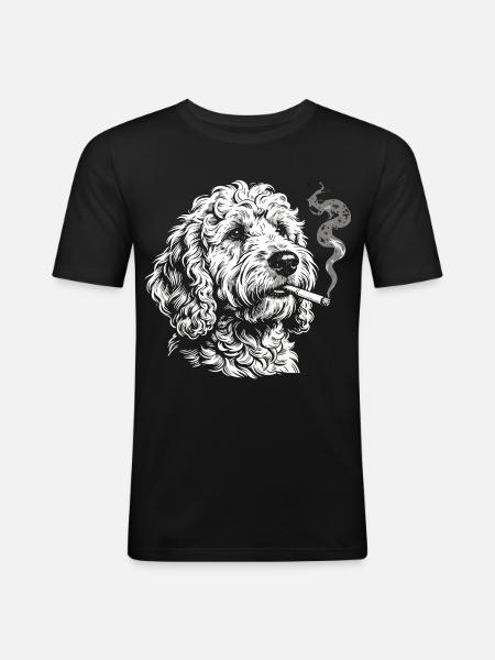 Smoking Goldendoodle: Funny Dog Meme Desig - Men's Slim Fit T-Shirt - black