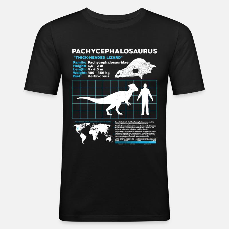 Pachycephalosaurus Fact Sheet - Männer Slim Fit T-Shirt - Schwarz