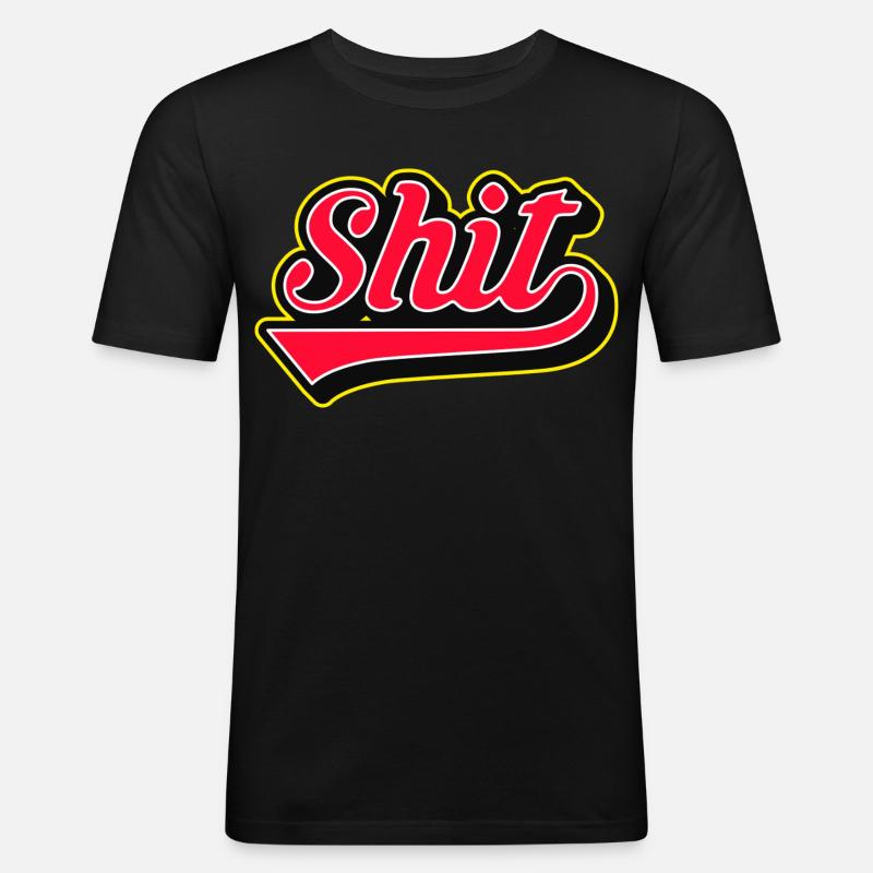 Shit Word Script Logo - Männer Slim Fit T-Shirt - Schwarz