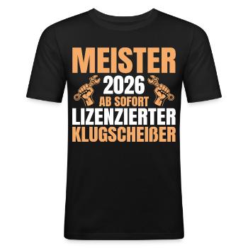 Kfz Mechatroniker Meister 2026 geschafft - Männer Slim Fit T-Shirt - Schwarz - Vorne - Nik (191cm)
