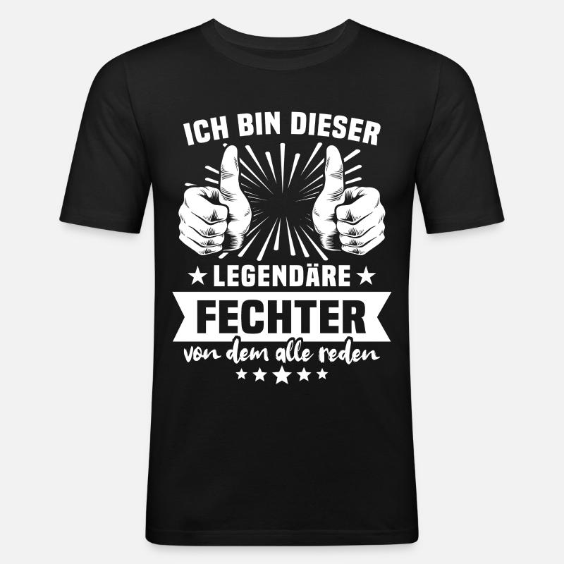 Fechter Legende - Männer Slim Fit T-Shirt - Schwarz