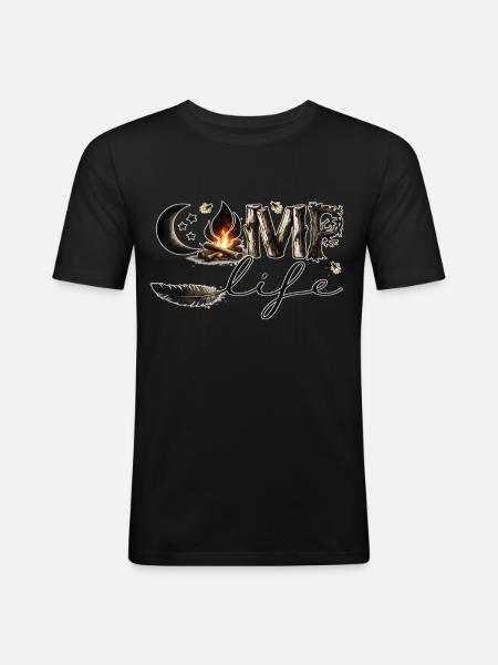 Camp Life – Campfire, Nature & Freedom - Men's Slim Fit T-Shirt - black