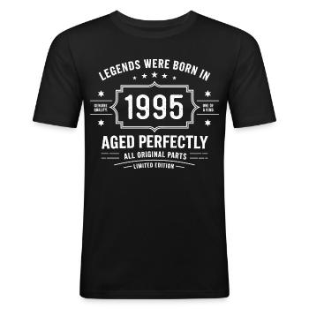 Millésime original 1995 | Cadeau d’anniversaire 1995 - T-shirt près du corps Homme - noir - Devant - Nik (191cm)