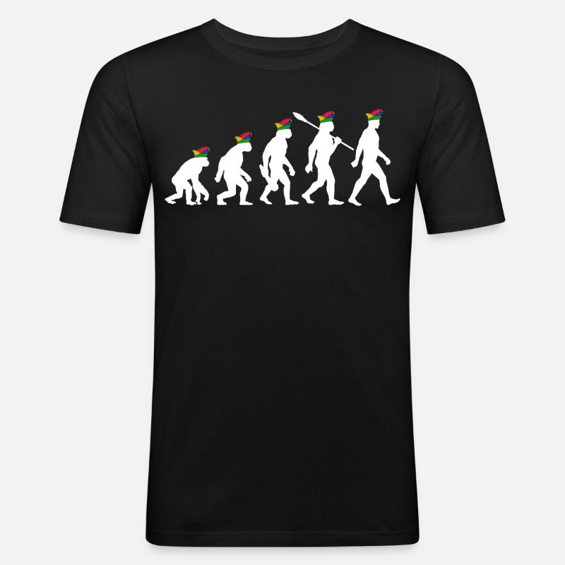 Homo Karnevalis | Evolution der Narren, Fastnacht - Männer Slim Fit T-Shirt - Schwarz