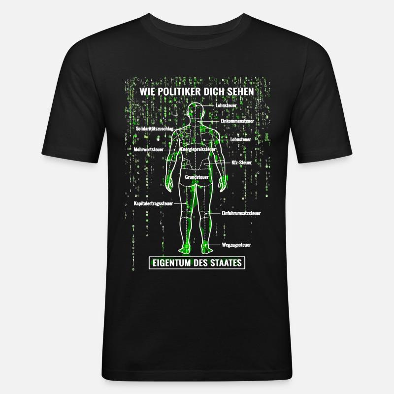 Systemfehler Steuerzahler - Matrix Zerlegeplan  - Männer Slim Fit T-Shirt - Schwarz