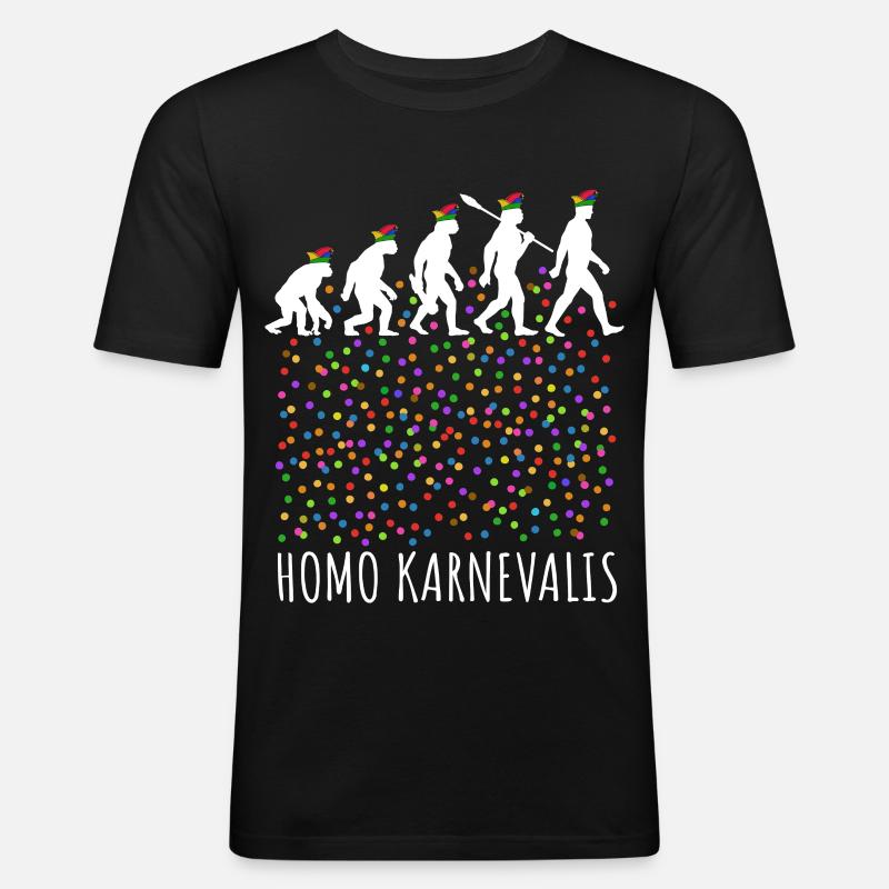 Homo Karnevalis | Evolution der Narren, Fastnacht - Männer Slim Fit T-Shirt - Schwarz