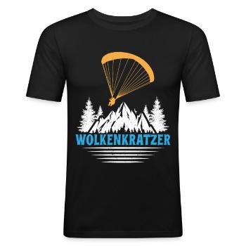 Paraglider SKYSCRAPER FUNNY - Men's Slim Fit T-Shirt - black - Front - Nik (191cm)