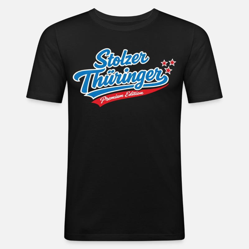 Stolzer Thüringer Premium Edition - Männer Slim Fit T-Shirt - Schwarz
