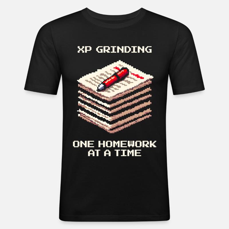 XP Grind : Devoirs pour devoirs | École - T-shirt près du corps Homme - noir