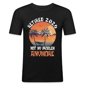 Don de retraite 2026 - T-shirt près du corps Homme - noir - Devant - Nik (191cm)